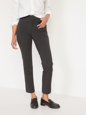Old Navy High Rise Pixie Straight Ankle Pants Womens 8 Tall Gray Stretch NEW