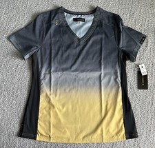 Koi Basics Scrub Top Women  s Medium Gray Sunshine Cali Stretch Medical Nursing