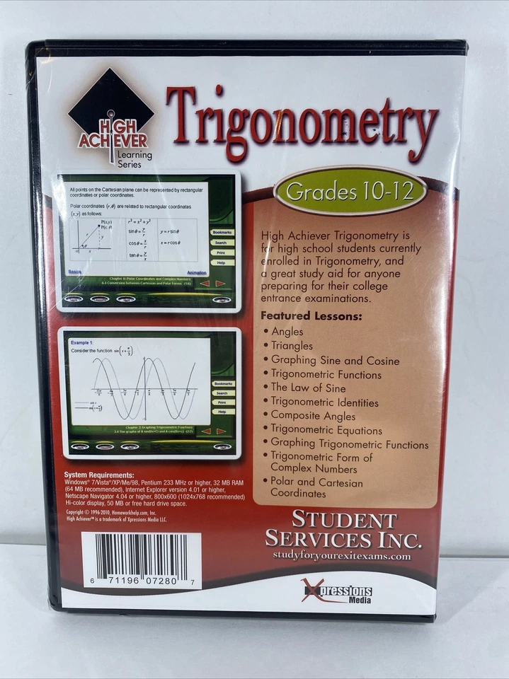 Trigonometry Grades 10-12 PSAT SAT and ACT Test Preparation Software Brand New - Image 2 of 4