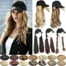 Baseball Cap with Curly Hair Wig Full Wigs Long Natural Wavy HairPiece For Human