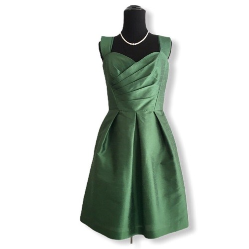 Alfred Sung Green Dress Alfred Sung Hunter Green Square Neck Satin A-Line  Gown D826