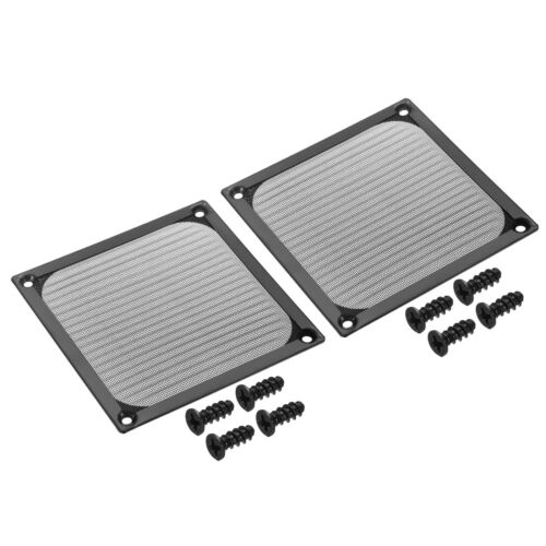2 pièces grilles filtrantes de ventilateur 120 mm avec cadre en aluminium vis maille en acier inoxydable noir - Photo 1/6