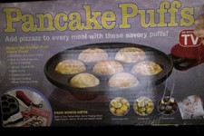 NIB `AS SEEN TV` PANCAKE PUFFS DANISH PAN COOKWARE CAST IRON `FREE BONUS`