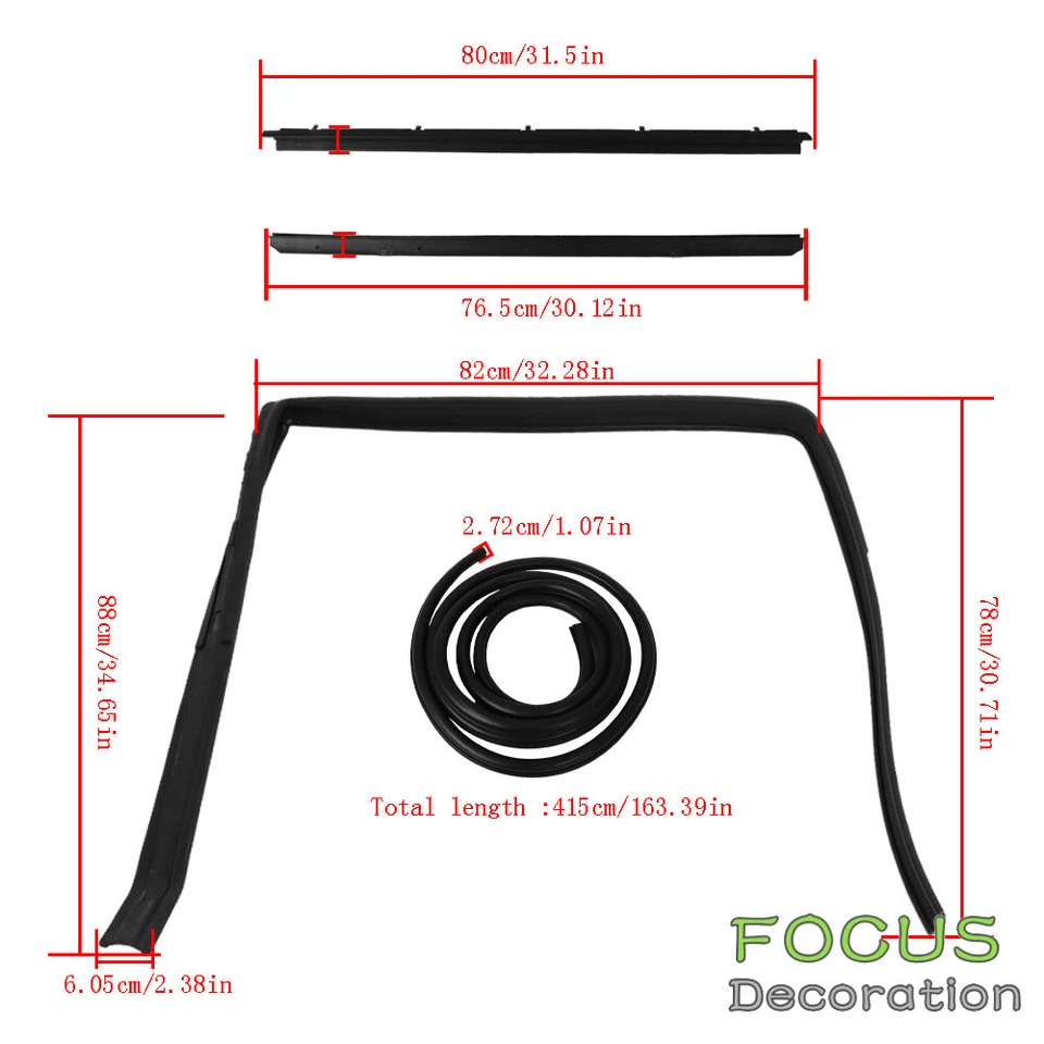 Fit For Chevrolet S10 Blazer GMC S15 Jimmy 1983-1994 Door Seal Kit Matte Black - Image 4 of 4