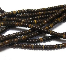 5 Strands of 16" Natural Dark Coconut Rondelle Bead 5mm