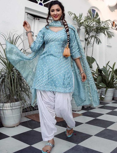 Punjabi Suit Short Kurti Pakistani Dhoti Salwar With Kurti Dhoti