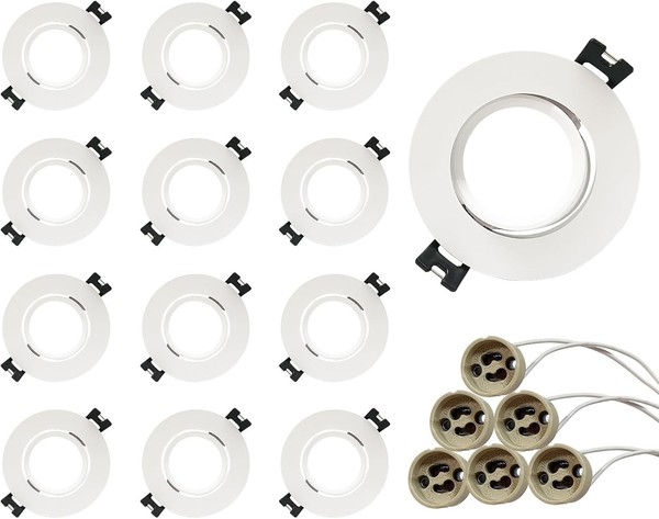 Led Einbaustrahler GU10 Weiß Rund 12Er Set 35° Schwenkbar Ø75Mm Decken Spot-image