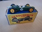 Vintage Original Boxed Matchbox Lesney No 19 Lotus Racing Car Toy F1 1960s green