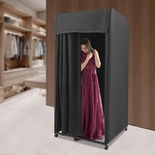 Movable Fitting Room Clothing Store Dressing Changing Room W/ Wheels Portable