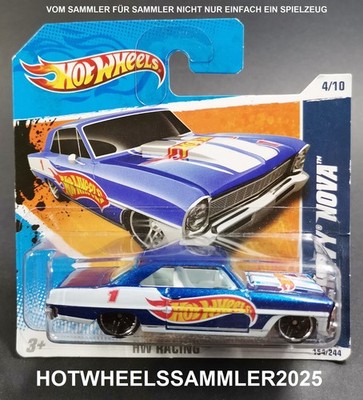 HOT WHEELS ''1966 CHEVY NOVA'' HW RACING T9861-05A0 OVP UNGEÖFFNET FARBE WEIß/BLAU