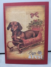 Weihnachtskarte Dackel Hund 17x12 mit Umschlag Weihnachten Karte Handgemacht NEU