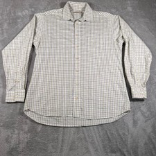 Burberry London Shirt Mens White Green Plaid Check Button Up Long Sleeve Dress
