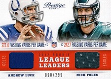 2013 Prestige Rookie League Leaders Combo #5 Andrew Luck Nick Foles Jersey /299