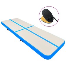 WALPLUS Inflatable Gymnastics Mat with Pump 300x100x20 cm PVC Blue Gym Mat