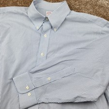 Brooks Brothers 346 Mens 17-2/3 Regular Fit Non-Iron Blue Micro Check Shirt