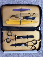 Hair Cutting Scissors Shears Set Adjustable Tension Gold Black Stainless Steel