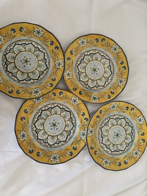 Boho Floral Outdoor Melamine Plates Set of 4   11 Inches