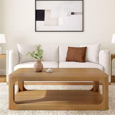 Forma 54 In. Pecan Rectangle Wood Coffee Table with Shelf