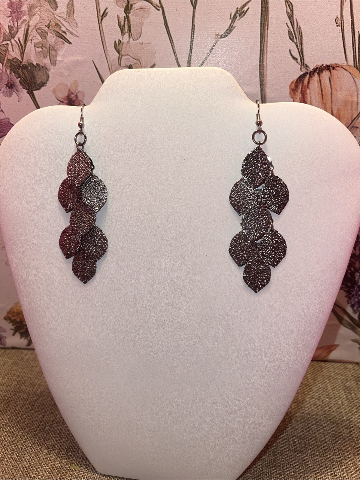 Silver-Tone Multi-Layered  Cascading Leaf Dangle … - image 1