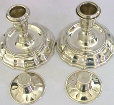 QUALITY 216g PAIR OF ITALIAN SOLID SILVER CANDLESTICK HOLDERS c1970 ITALY