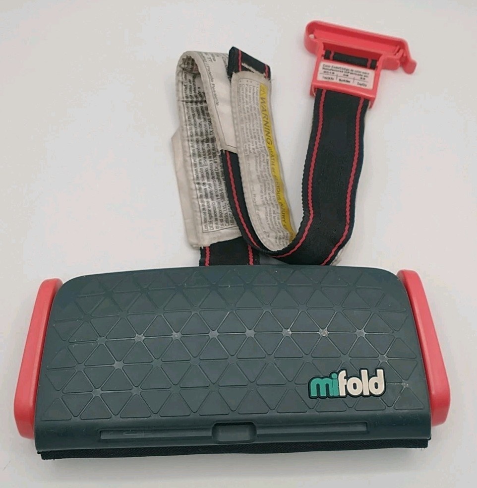 Mifold Grab-And-Go Compact Car Booster Portable Seat 40-100 Lbs Red and Gray