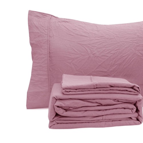 Ramesses Classic Rose Pebble Wash Linen Look Alternative Sheet Set Double - Picture 3 of 3