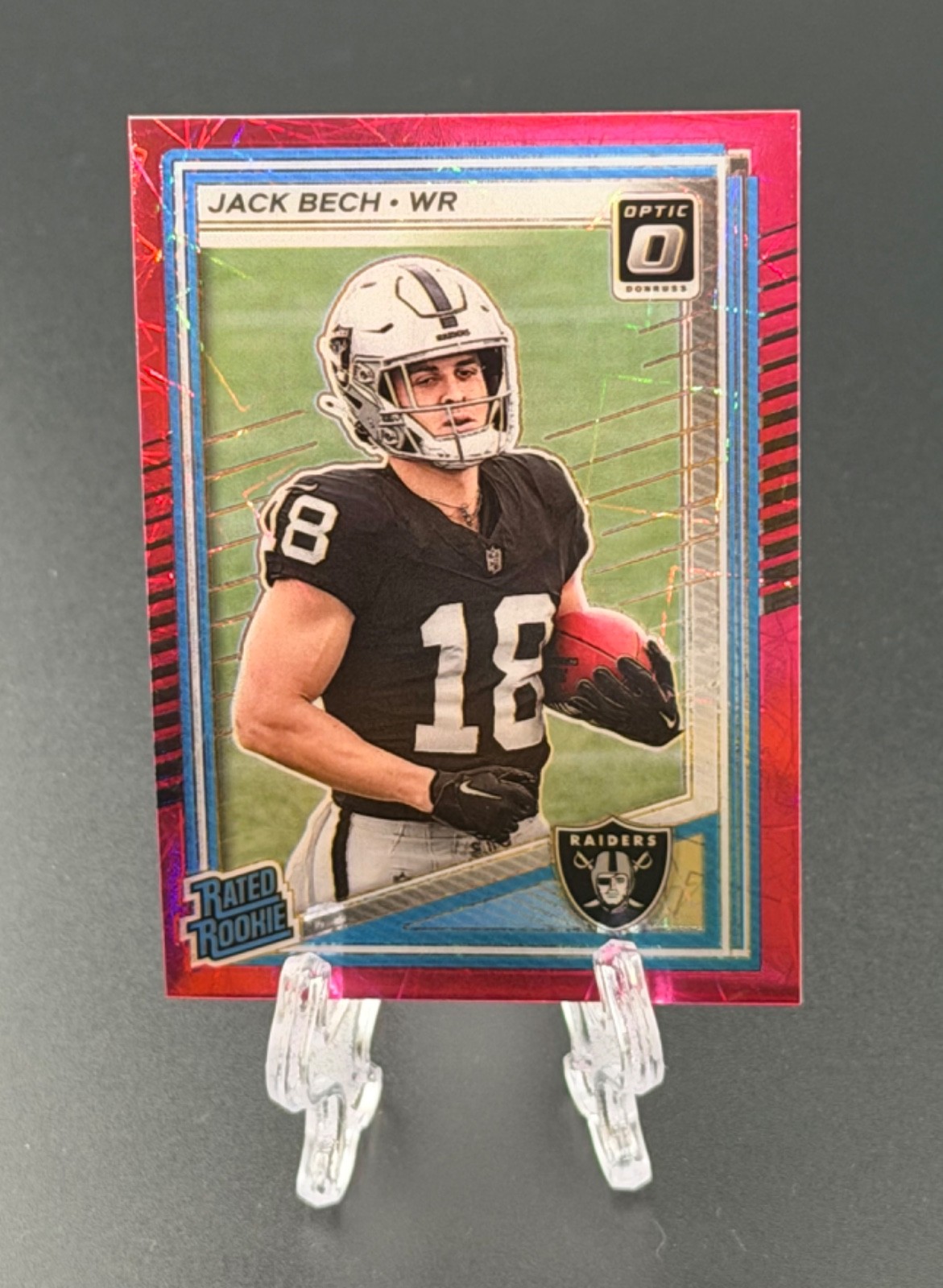 2025 Donruss Optic Jack Bech RC Rated Rookie SP /99 Pink Velocity #211 Raiders