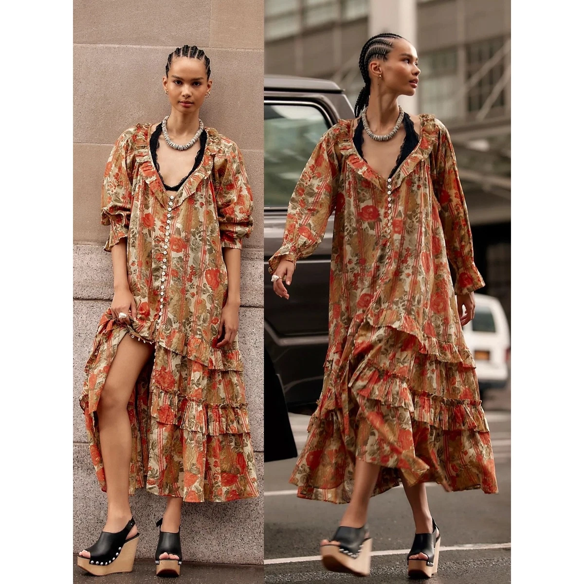 free people tribal grunge dress MACloth Halter V Neck Satin Long Prom Dress Green Formal Evening Gown main image 1