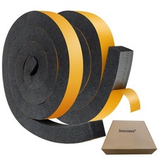 2 Rolls Foam Weather Stripping 1-1/2x1-1/2 Inch x 8ft High Density Tape Black