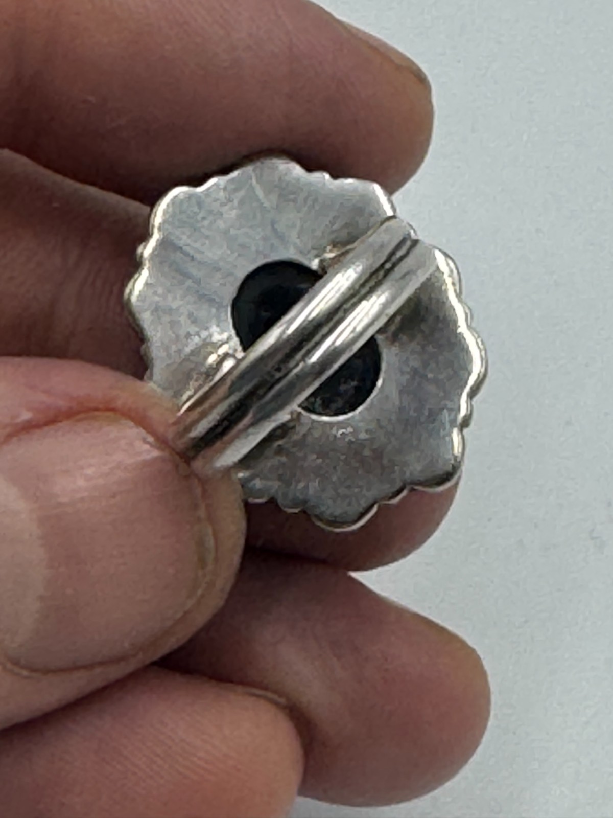 Lovely Solid Silver Onyx Ring Size L - image 6