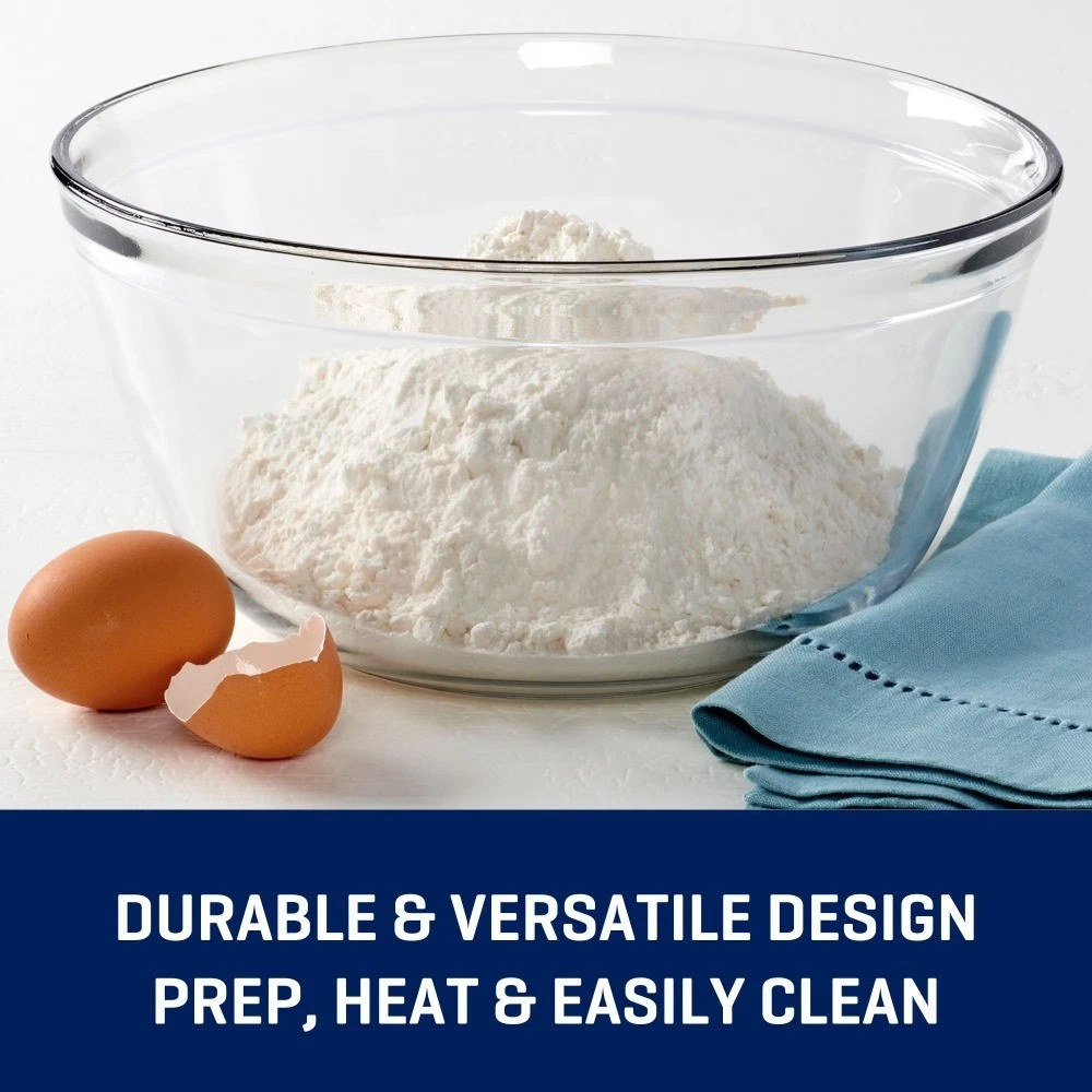 Glass Mixing Bowl 4 Quart Capacity Large Prep Dish - thumbnail 2