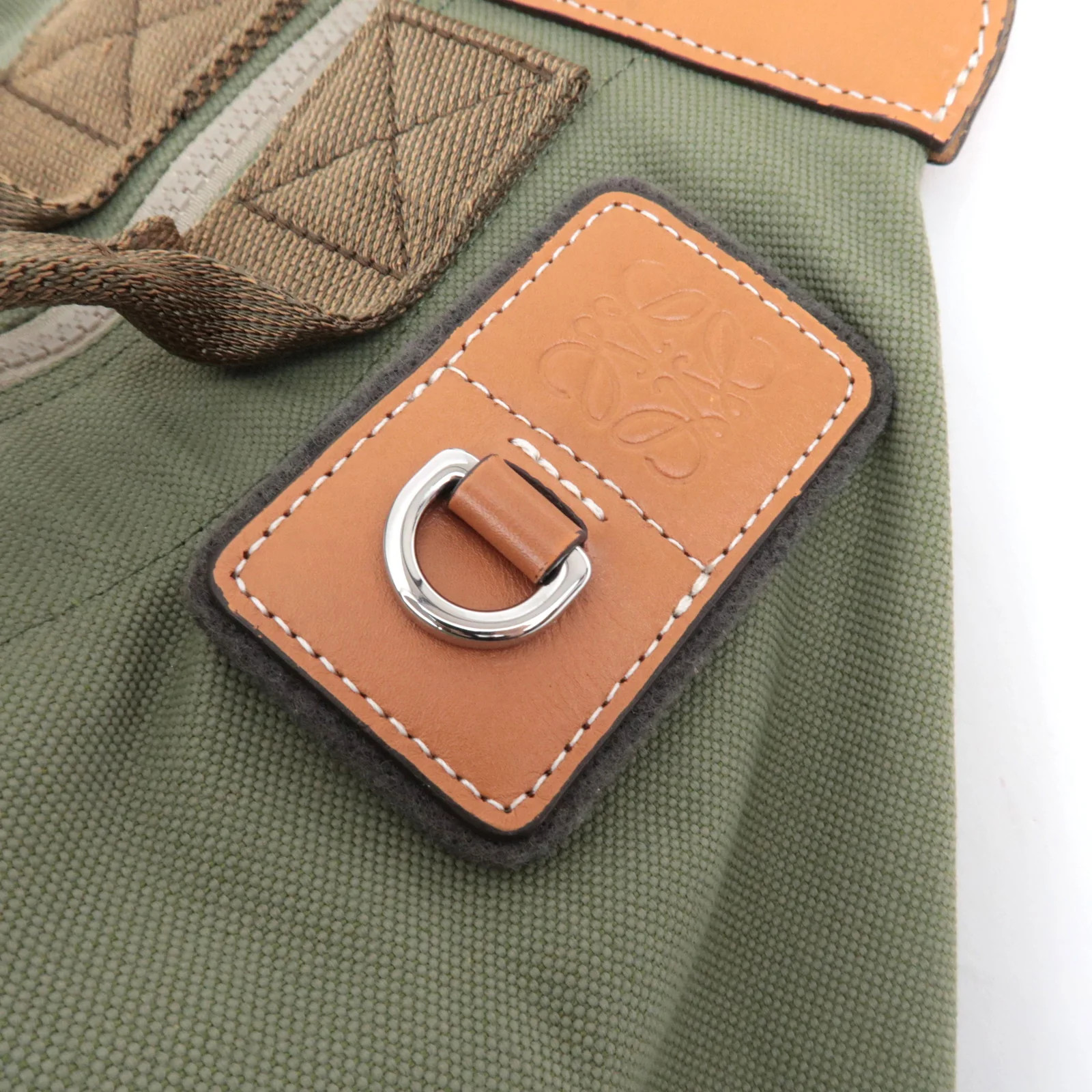 LOEWE Anagram Convertible Backpack Canvas Khaki A… - image 14