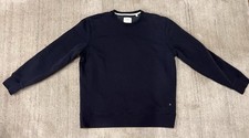 Billy Reid Sweater Men  s L Navy Blue Crewneck Leather Elbow Patches