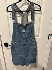 Women's Levi's Size L Denim Shorts Overalls Blue