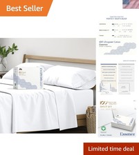 100 Organic Cotton Sheets King Size - 4 PC White Organic Cotton Percale Shee...