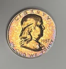 1957 Proof Silver Franklin Half Dollar Beautiful Toning