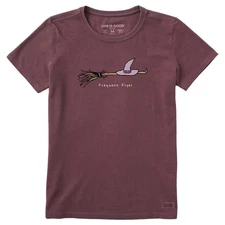 Life is Good. Women's Frequent Flyer Witch Broom Short Sleeve Crusher Tee