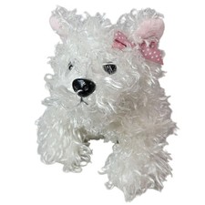 Webkinz White Terrier Puppy Dog Plush Stuffed Animal Pink Bow Ganz No Code HM106