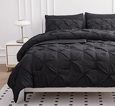 Comforter Set, 7 Piece Bed in a Bag, Soft Bedding Sets, Pintuck Full Grey