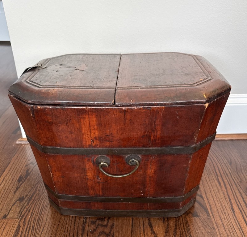 Beautiful Antique Chinese Wedding Storage Chest Wood W Red Stain Metal Hardware