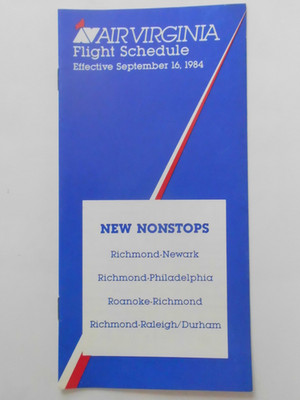 SYSTEM TIMETABL AIR VIRGINIA 1984 ROUTE MAP