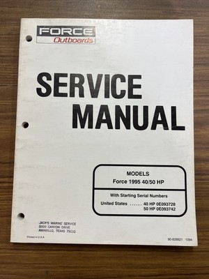 Mercury Force Outboards Service Manual 1995  40/50HP 90-828821 OEM