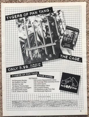 TYGERS OF PAN TANG - THE CAGE 1982 Full page UK magazine ad