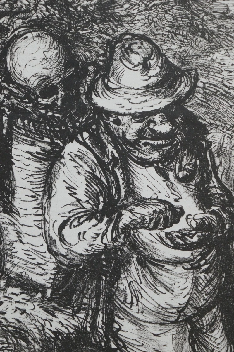 A. Paul Weber, Original Lithographie 1955, signiert, Der Kassensturz, SELTEN