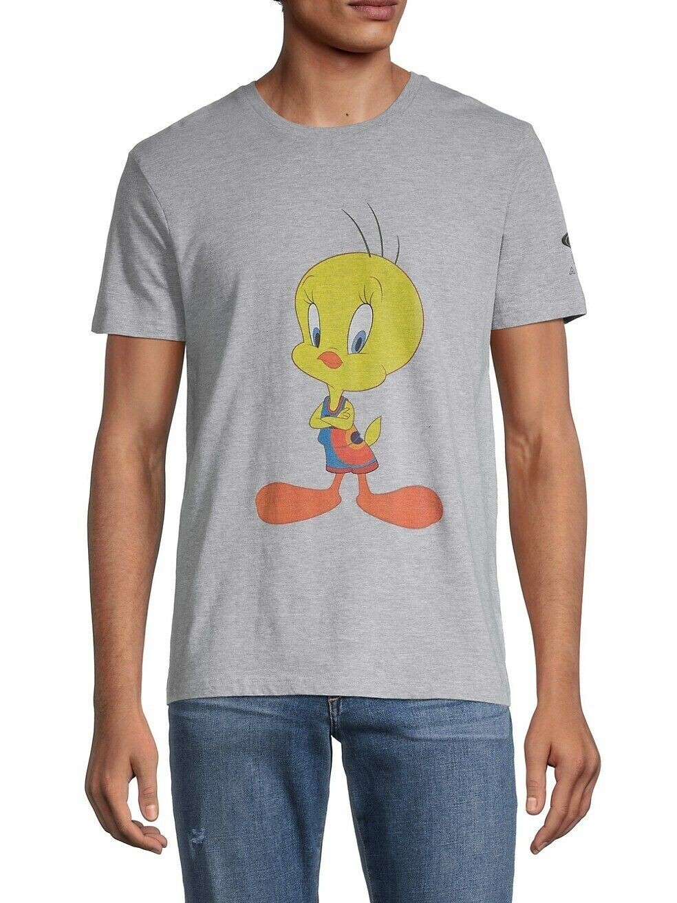 Elevenparis Men's Space Jam Tweetie Graphic Tee in Grey Mix-Large
