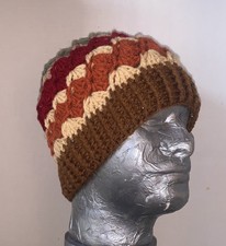Crochet Swirl ADULT Fall Multi Color  Beanie Fall Winter UNISEX