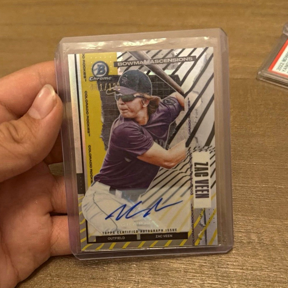 Topps 2021 Bowman Chrome Bowman Ascensions Zac Veen Auto BA-13 Rockies