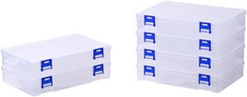6 Pack Fixed 12 Grids Clear Plastic Storage Divider Box with Lid, Stackable Tran