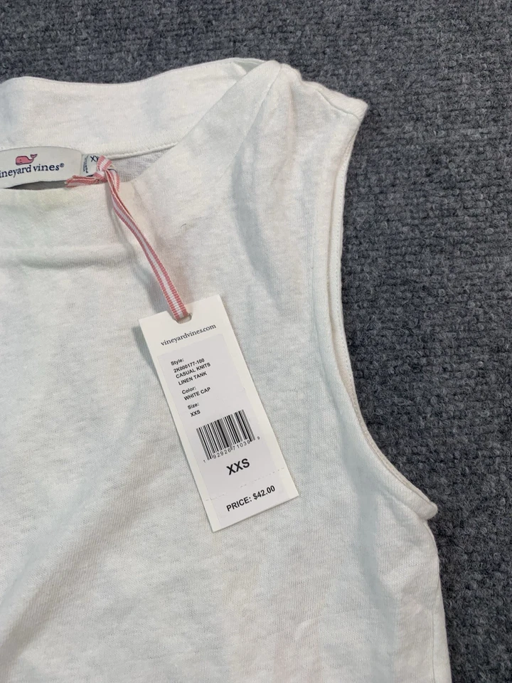 Vineyard Vines Shirt XXS White Tank Top Sleeveless - Image 3 of 4