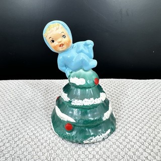 Vintage Shafford Made In Japan Baby On Christmas Tree Bell Figurine Decoration